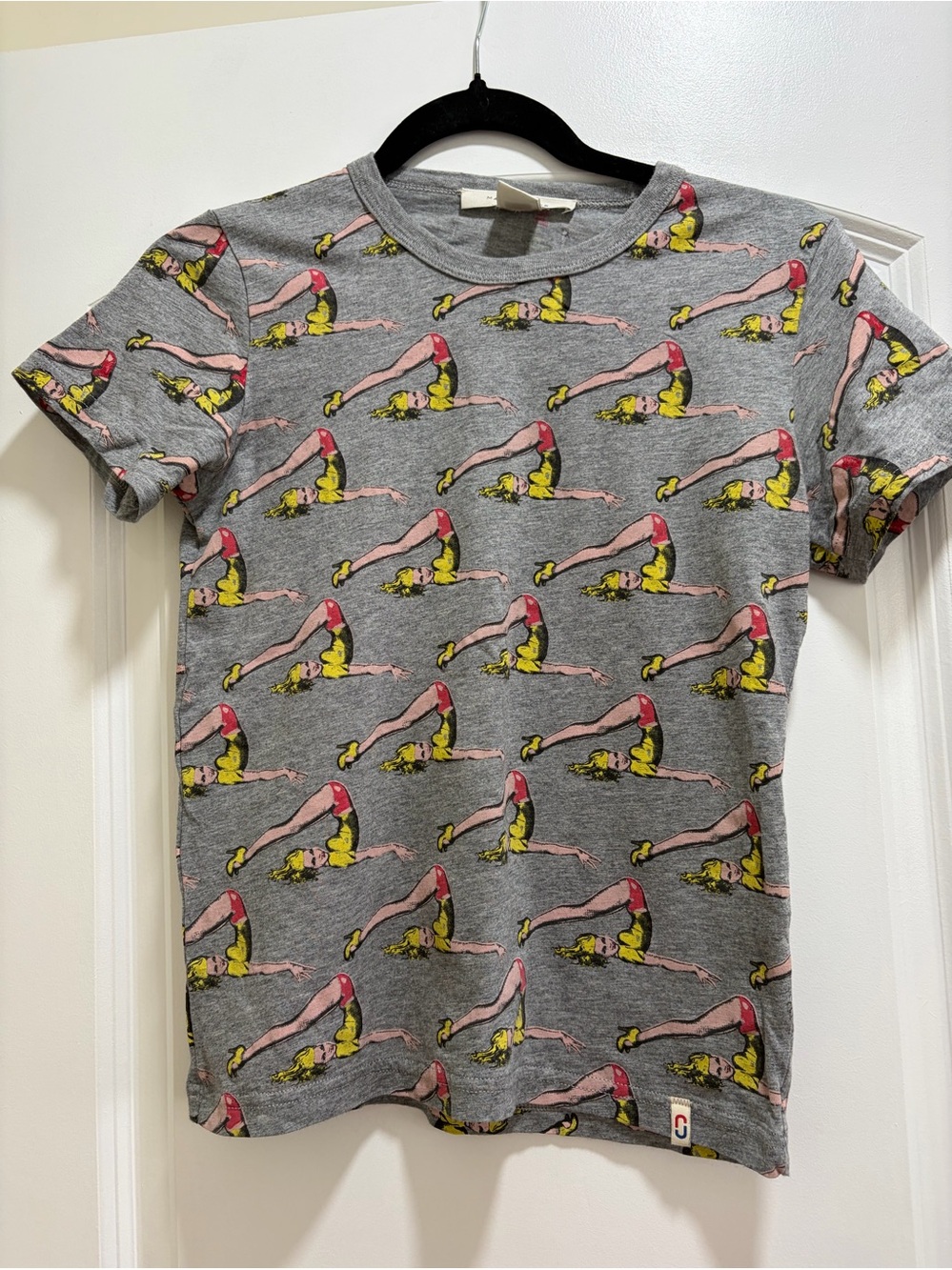 Marc Jacobs Vintage Pin Up Contortionist Graphic Tee Grey Melange Size XS